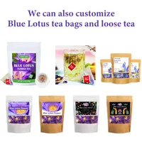 Thé aux herbes en gros sous marque privée, thé personnalisé aux fleurs de lotus bleues entières séchées, sachet de thé pyramidal