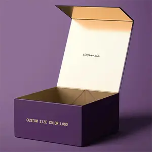 Logotipo personalizado impresión papel rígido vacío tapa magnética joyería cosmética ropa peluca embalaje caja de regalo plegable