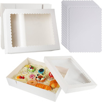 Boîtes de boulangerie blanches pour demi-plaques de gâteaux avec support, grandes boîtes à friandises pour pâtisseries, gâteaux, beignets, cupcakes, tartes et emballages