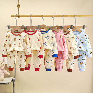 Pigiami in Maglia a 2 Pezzi con Stampa Animalier per Bambini, Primavera/Autunno, 100% Cotone Traspirante per Ragazzi e Ragazze - Product Image 2