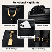 Sac à dos pour femme en cuir PU, design à rabat, boucle en U dorée, poches zippées sur le devant, quincaillerie dorée, OEM ODM, vente en gros, MOQ 10 pièces