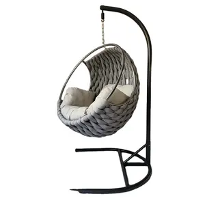 2024 New Style Environment-friendly Outdoor Woven Rattan Egg Chairs Patio Swings Balcony Furniture Outdoor Garden Swing Hanging