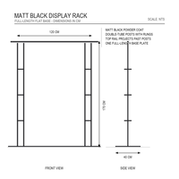 Porte-vêtements sur pied en métal noir mat, présentoir à vêtements à double tube, base pleine longueur, personnalisable en usine