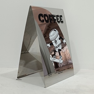 Custom Waterproof Mirror Stainless Steel Weighted A-<b>Frame</b> Sidewalk Sign Sandwich Board for Outdoor Cafe Shop and Business - Product Image 1