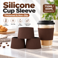 Manchon de tasse à café en silicone réutilisable personnalisé, antidérapant, isolant thermique, avec grip côtelé souple pour tasses de 710 ml et 830 ml