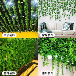 Feuilles vertes artificielles en plastique, style Pothos, pour décoration intérieure, haute simulation, 12 tiges par douzaine - Product Image 4