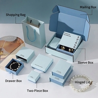Boîtes à bijoux bleues texturées personnalisables en gros pour bagues, boucles d'oreilles, bracelets et colliers