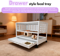 Cage portable moderne en verre massif et fil métallique pour petits animaux, de taille moyenne, avec cadre en acier inoxydable, facile à nettoyer, idéale pour l'élevage des cochons d'Inde