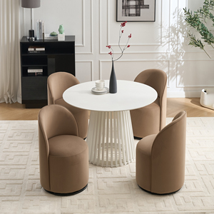<span class=keywords><strong>Set</strong></span> di 2 Sedie Girevoli Moderne in Velluto con Gambe in Metallo - Comode Sedie da Pranzo per Arredamento Casa - Product Image 5