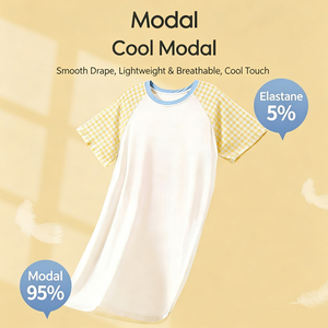 <span class=keywords><strong>Camicia</strong></span> <span class=keywords><strong>da</strong></span> <span class=keywords><strong>Notte</strong></span> Personalizzata per Bambine in Modal, Vestito <span class=keywords><strong>da</strong></span> Casa per Bambini di Taglia Media, Pigiama a Maniche Corte Estivo Traspirante ad Asciugatura Rapida - Product Image 1