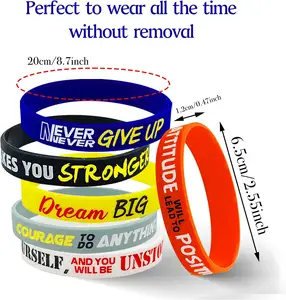 Personalized Printing Motivational Silicone Wristbands With Logo Custom Embossed Sport Rubber Basketball Bracelets