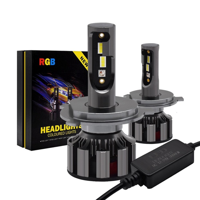 App Remote Control Car Rgb Led Headlight Bulb H4 H11 9005 9006 9012 Fog Lamp Drl Light