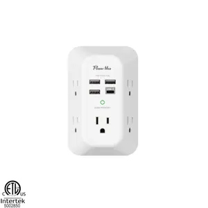 Phổ Biến Mỹ Mở Rộng Ổ Cắm Loại C USB Tường Charger Surge Protector 5 Outlet Extender 3 Side Thiết Kế