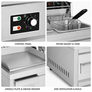 Commercial Electric Griddle <b>Fryer</b> Combo Flat Top Grill with Deep <b>Fryer</b> for Burger Steak Fries Fast Food Kitchens - Product Image 4