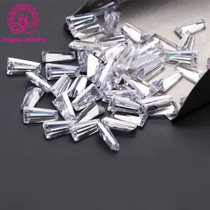 Wuzhou synthetic loose gemstones white CZ stones factory wholesale price various sizes trapezoid cut cubic zirconia