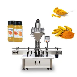 Semi automatic flour sesame coffee curry cocoa milk powder packing can jar bottle filling machine