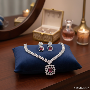 Ensemble de collier en diamant américain plaqué argent, bijoux élégants et raffinés - 11151687DP - Product Image 3