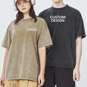 Wholesale 250gsm Cotton Stone <b>Washed</b> T Shirts Custom Digital Print T-shirt Women Street Wear Vintage T-shirt <b>for</b> <b>Men</b> - Product Image 2