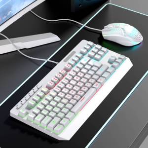 Teclado para juegos con cable Rainbow Teclados personalizado de 87 teclas con interfaz USB retroiluminada con LED, nueva condición para PC Gamer, ordenador portátil - Product Image 2