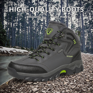 Botas de senderismo al aire libre de cuero de corte alto de la mejor calidad, zapatos de moda de gran tamaño para invierno con plantilla de goma y forro de algodón - Product Image 2