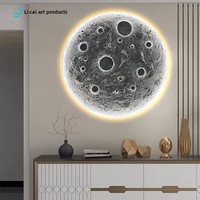 Lámpara de Pared LED Contemporánea de Resina con Diseño de Luna y Tierra para Pasillo, Entrada, Dormitorio, Cabecera, Decorativa