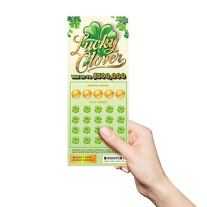 Billets de loterie Super Lucky à gratter, impression numérique, motif trèfle à quatre feuilles, papier de sécurité, revêtement UV - Product Image 5