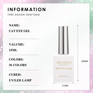 Vendeeni 2025 mới 15ml ánh trăng Gốm Mèo mắt Gel đánh bóng Bộ 36 màu TPO Hema miễn phí thạch mèo mắt gel sơn móng tay tùy chỉnh miễn phí - Product Image 3