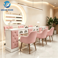 Table de manucure et pédicure personnalisable rose, best-seller, mobilier de manucure, table et chaises pour technicien(ne) d'ongles