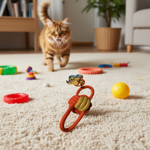Giocattolo per Animali Domestici a Forma di Palla in Corda di Cotone con Doppio Anello per Divertimento Garantito - Product Image 2