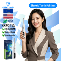 CURVY MOON Polisseur dentaire électrique avec 6 têtes interchangeables, éliminateur de plaque et de tartre, nettoyeur blanchissant pour les dents
