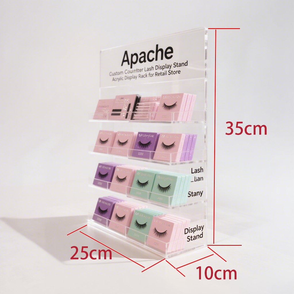 Apache Custom Counter Transparent Acrylic Lash Display Rack for Cosmetic Boutiques, Beauty Salons and Retail Store POS Zones — view 2