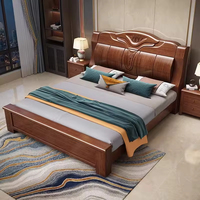 Cadre de lit double de style chinois moderne en bois de chêne simple avec boîte de rangement haute Design traditionnel pour les meubles de chambre à coucher ou d'hôtel