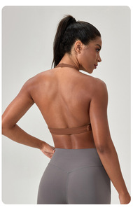 Wholesale Sexy Halter Neck Twist Yoga Bra Women Deep V Neck Padded Sports Crop Top Buttery Soft Stretch Pilates Gym Training Top - Product Image 2
