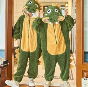 Amantes Pijamas Mujer invierno felpa Animal pijamas dibujos animados <span class=keywords><strong>dinosaurio</strong></span> nuevo grueso Coral terciopelo hombres hogar Animal onesies traje - Product Image 5