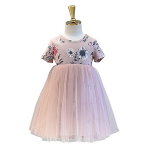 Nouveaux produits, robe pour filles à col rond, à fleurs, à manches courtes, en denim, simple, robe d'été en coton pour enfant, vente en gros en provenance de Chine - Product Image 1