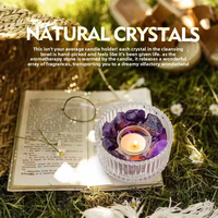 Support de bougie en cristal naturel brut en gros, bougeoir personnalisé, pot à bougie, pot en verre, décoration d'intérieur