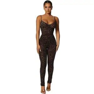Jumpsuits Bodysuits 2023 Leopard Print Mesh Sexy Ladies One Piece And Rompers Pants Jumpsuit For Women