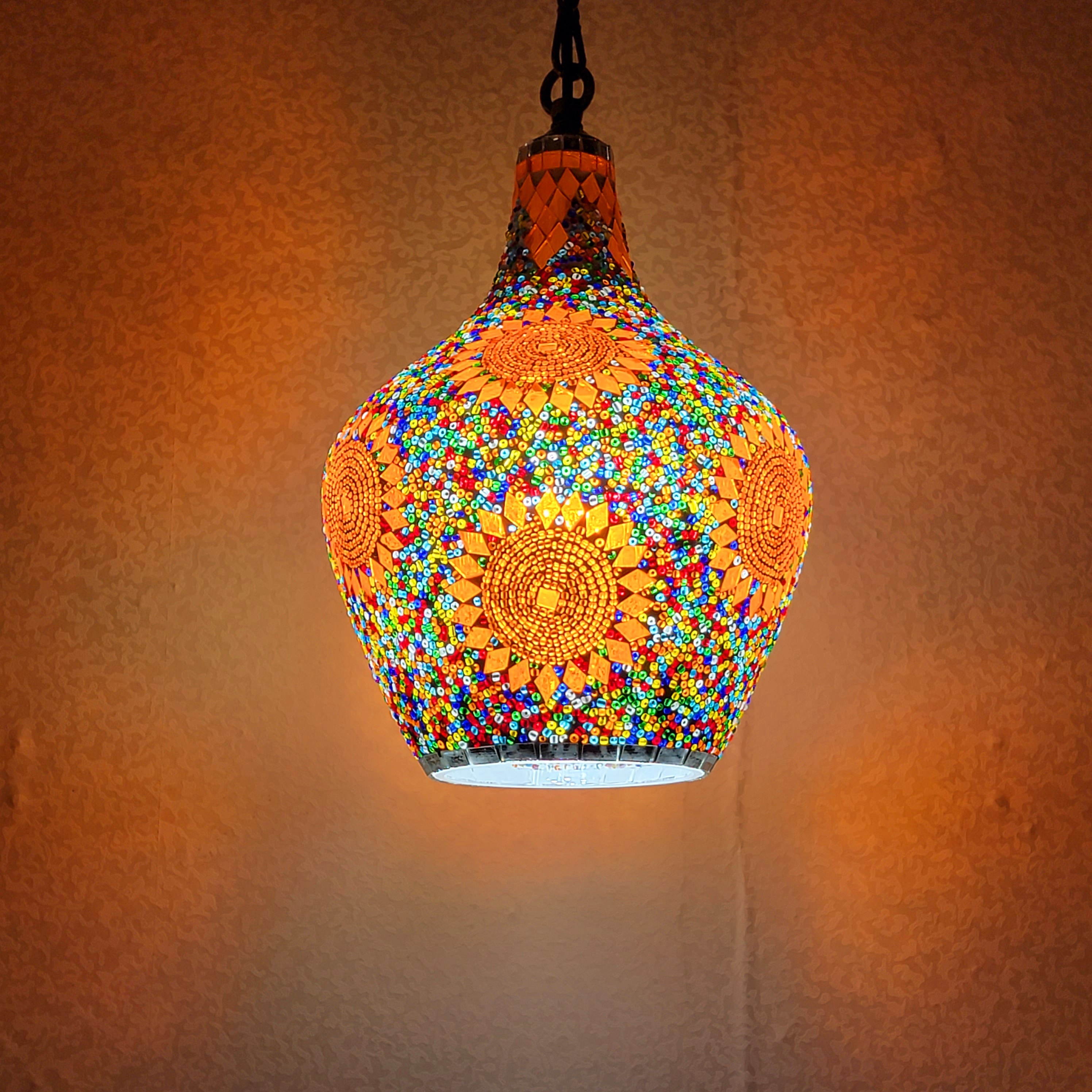 Turkish Mediterranean Style Ceiling Lamp Moroccan Chandelier Cafe Colored Pendant Lights