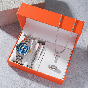 Ретро-кварцевые часы класса люкс с браслетом из нержавеющей стали, комплект украшений: часы, ожерелье, браслет. Персонализированный модный новый набор для особых случаев. - Product Image 2