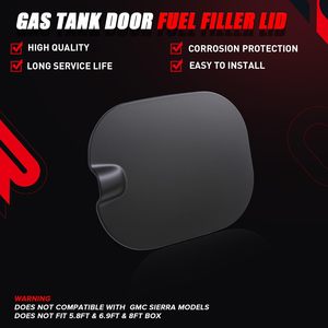 Couvre-réservoir de carburant Chevrolet Silverado 1500 2019-2025, capuchon en plastique noir piano avec poignée - Product Image 3