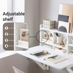 <span class=keywords><strong>Bureau</strong></span> <span class=keywords><strong>mural</strong></span> pliable pour petites pièces, gain de place. Station de travail flottante pliable avec étagère réglable, idéale pour le <span class=keywords><strong>bureau</strong></span> à domicile - Product Image 3