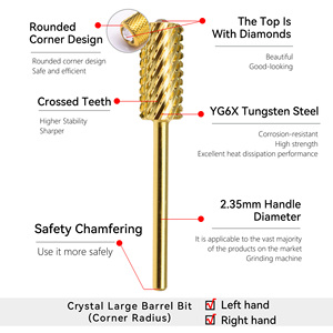 ChiYan foret à ongles professionnel forets à ongles en acier au tungstène grain moyen cristal grand foret à baril (rayon d'angle) - Product Image 3