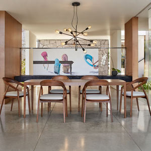 Juego de Mesa y <span class=keywords><strong>Sillas</strong></span> de Comedor Modernas <span class=keywords><strong>Wishbone</strong></span> para 6 u 8 Personas, Madera Maciza, Respaldo Curvo, Asiento de Cuero PU, para Apartamento u Hogar - Product Image 2