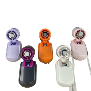 พัดลมระบายความร้อนขนาดเล็ก HX-F386 จอแสดงผลดิจิตอลแบบพกพาแบบพับได้ USB แบตเตอรี่แบบชาร์จไฟได้ใช้งานได้ 3-6 ชม. สีเทา สีขาว สีชมพู - Product Image 5