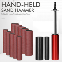 Sunnygram Kit de lijadora de husillo portátil, taladro de tambor de goma manual para metal/madera/vidrio/piedra, 10 mangas de lijado medianas de 3.0mm