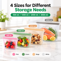 Sac de conservation alimentaire en silicone anti-fuite multi-capacités avec double fermeture et curseur en PP, réutilisable et autoportant pour une conservation optimale