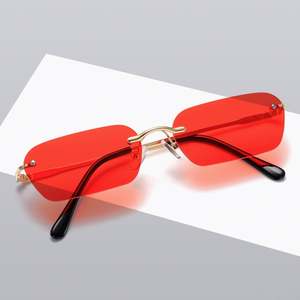 Gafas de Sol Cuadradas con Marco Metálico Retro, Lindas, con Logotipo Personalizado, Protección UV400, Rectangulares, sin Montura, para Hombre y Mujer - Product Image 5