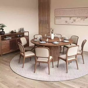 Mesa de comedor de madera maciza de estilo moderno <span class=keywords><strong>Lazy</strong></span> <span class=keywords><strong>Susan</strong></span> Base cónica Diseño convertible Exquisito chino esencial para comedor - Product Image 4