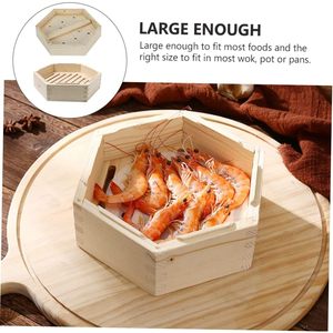 Hexagonal Wooden <b>Steamer</b> Bamboo Wood <b>Steamer</b> Drawer Eco-Friendly For Steam Cooking Food Storage Packaging - Product Image 4