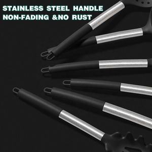 43pcs Wholesale Food Grade Black <b>Silicone</b> Kitchen Baking Utensil Set Stainless Steel Handle Cooking Baking Kit - Product Image 5